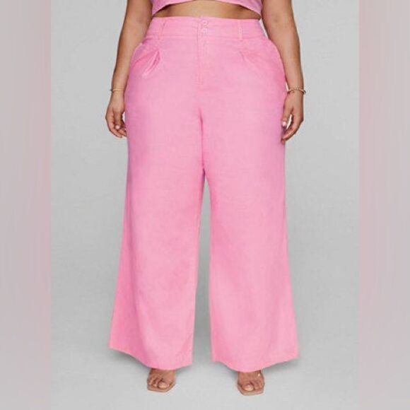 Fashion to Figure Pants - NWT GABI FRESH FASHION TO FIGURE Ashlee Wide Leg Linen Pants SIZE 0‎ 12 XL PINK